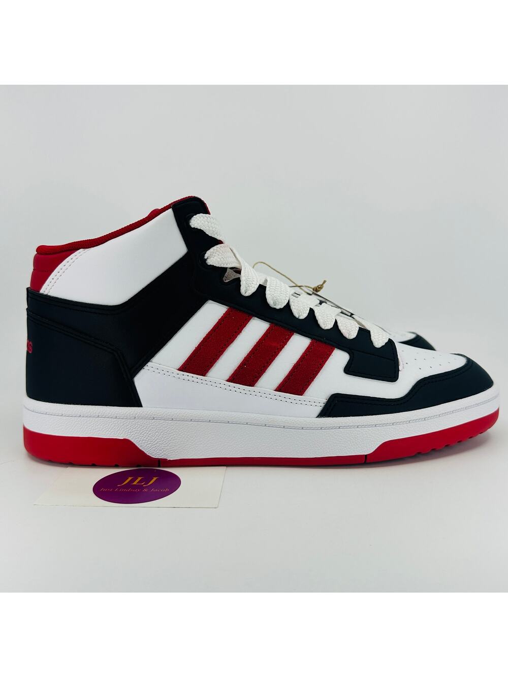 Adidas Men's Rapid Court Mid Basketball Sneakers White/Black/Red JR3160 Size 10